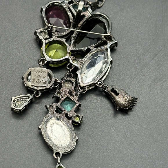 VTG LOULOU DE LA FALAISE PARIS COUTURE RUNWAY OVERSIZE JEWEL BROOCH PIN NECKLACE - Picture 11 of 12
